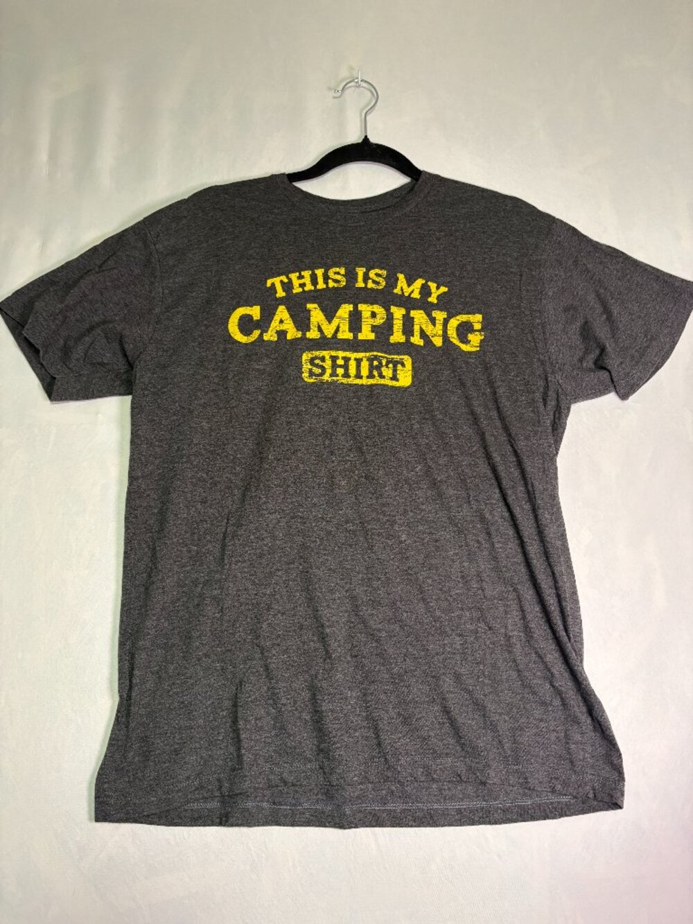 Alstyle This Is My Camping Shirt Graphic Tee Grey Yellow Men's Large